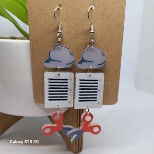 Rock Paper Scissors Earrings Fun Novelty Dangle Drop Earrings Women NEW